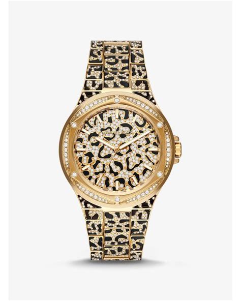 michael kors channing leopard print watch|lennox animal pave watch.